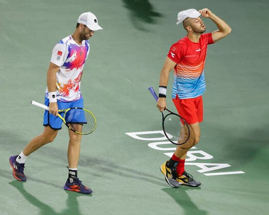 Tim Puetz in Red and Michael Venus, Mens Doubles, Final, Final Tennis Dubai Duty Free Tennis Championships ATP Dubai Duty Free Tennis Stadium Dubai United Arab Emirates 26 February 2022 Copyright: xJuergenxHasenkopfx