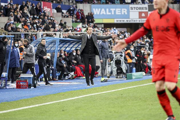 Julien Stephan ( entraineur Strasbourg ) FOOTBALL : Strasbourg vs Nice - Ligue 1 - Strasbourg - 26 02 2022 ElyxandroCegarra Panoramic 