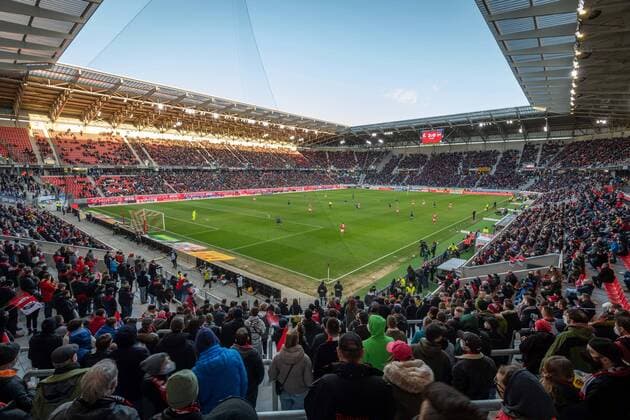 soccer Freiburg 26 02 2022 season 2021 2022 1 Bundesliga DFL SC Freiburg Hertha BSC Berlin 3 0 Europa Park stadium sports facility fans