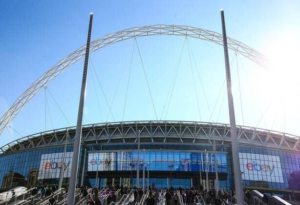 Mandatory Credit: Photo by Kieran McManus Shutterstock (12820906r) Ebay branding on the large external screen Chelsea v Liverpool, EFL Carabao Cup, Final, Football, Wembley Stadium, London, UK - 27 Feb 2022 EDITORIAL USE ONLY No use with unauthorised audio, video, data, fixture lists, club league logos or live services. Online in-match use limited to 120 images, no video emulation. No use in betting, games or single club league player publications. Chelsea v Liverpool, EFL Carabao Cup, Final, Football, Wembley Stadium, London, UK - 27 Feb 2022 EDITORIAL USE ONLY No use with unauthorised audio, video, data, fixture lists, club league logos or live services. Online in-match use limited to 120 images, no video emulation. No use in betting, games or single club league player publications. Copyright: xKieranxMcManus Shutterstockx 12820906r