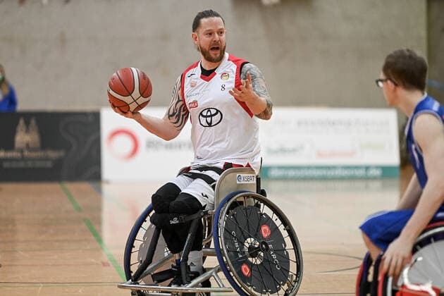 1 Wheelchair Basketball Bundesliga, RBC Koeln99ers vs Thuringia Bulls, 26 02 2022 Joe Bestwick RBC Koeln99ers 8 , 1 Wheelchair Basketball Bundesliga, RBC Koeln99ers vs Thuringia Bulls on 26 02 2022 in Sporthalle Bergischer Ring, in Cologne North Rhine Westphalia Copyright: xBEAUTIFULxSPORTS Mueller-Laschetx