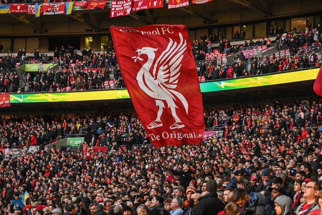 Carabao Cup Final Chelsea v Liverpool A Liverpool flag is waved before kickoff London Wembley Stadium Greater London United Kingdom Copyright: xCraigxThomas NewsxImagesx
