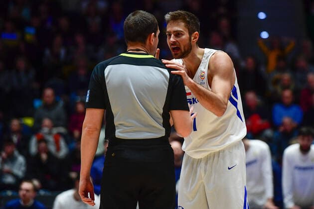 Tomas Kyzlink of Czech Republic reacts during the men’s basketball qualification match for the 2023 World Championship, WM, Weltmeisterschaft Czech Republic vs Bulgaria in Pardubice, Czech Republic, February 27, 2022. (CTKxPhoto DavidxTanecek) CTKPhotoP2022022708934  TAD 008