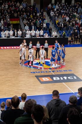 Basketball Heidelberg 28 02 2022 World Cup Qualifiers FIBA Basketball World Cup European Qualifiers Germany GER Israel ISR minute of silence Russia Ukraine war