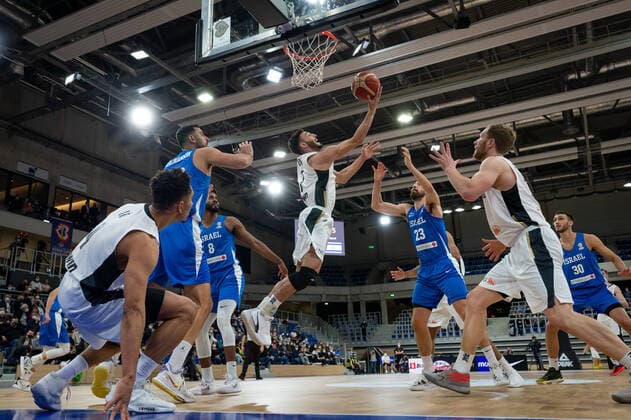 Basketball Heidelberg 28 02 2022 World Cup Qualifiers FIBA Basketball World Cup European Qualifiers Germany GER Israel ISR Max Di Leo Germany, No 07 Bar Timor Israel, No 23