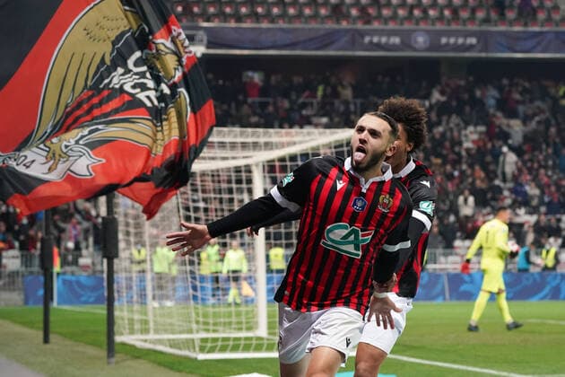 Joie - Amine Gouiri (OGC Nice) - Calvin Stengs (OGC Nice) FOOTBALL : OGC Nice vs Versailles - Demi finale de coute de France - Nice - 01 03 2022 NorbertScanella Panoramic 