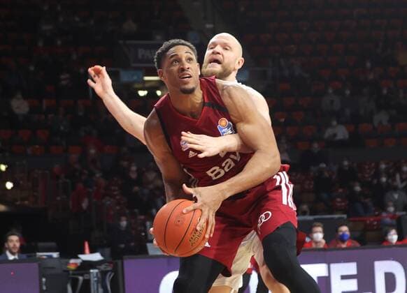 Bayerns 21 Augustine RUBIT vs Hamburgs 8 CHRISTEN Basketball, FC Bayern Hamburg, on 2 03 2022, Basketball Bundesliga, FC Bayern Munich Basketball Hamburg Towers, season 2021 2022, in Munich, A U D I D O M E, Germany Source Copyright Credit Oryk HAIST xx