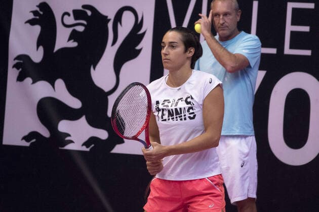 Caroline Garcia Ã l entrainement - Open 6eme sens MÃ tropole de Lyon, Lyon 04 03 2022 - TENNIS : Open 6eme Sens Lyon Metropole - 04 03 2022 SandrineThesillat Panoramic 