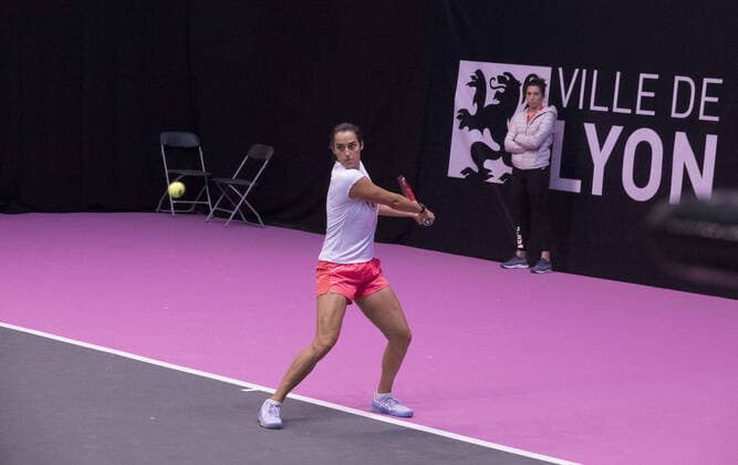 Caroline Garcia Ã l entrainement - Open 6eme sens MÃ tropole de Lyon, Lyon 04 03 2022 - TENNIS : Open 6eme Sens Lyon Metropole - 04 03 2022 SandrineThesillat Panoramic 