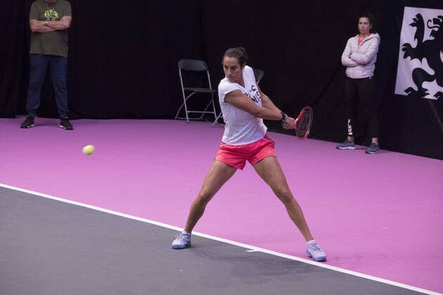 Caroline Garcia Ã l entrainement - Open 6eme sens MÃ tropole de Lyon, Lyon 04 03 2022 - TENNIS : Open 6eme Sens Lyon Metropole - 04 03 2022 SandrineThesillat Panoramic 