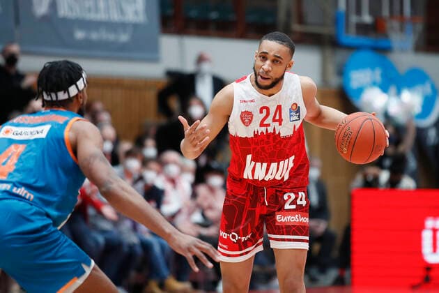 04 03 2022, s Oliver Wuerzburg vs ratiopharm Ulm, easyCredit BBL, Matchday 23, GER, Wuerzburg, tectake Arena, Pictured Cameron Hunt s Oliver Wuerzburg Copyright: HMBxMedia xJulienxBecker