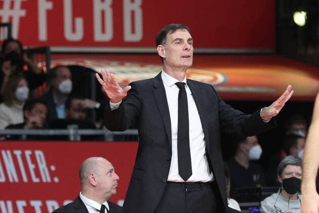 Head coach Georgios Bartzokas Olympiakos Piraeus , FC Bayern Basketball vs Olympiakos Piraeus, Euroleague, 04 03 2022 Munich Bavaria Germany Copyright: xkolbert-press ChristianxKolbertx