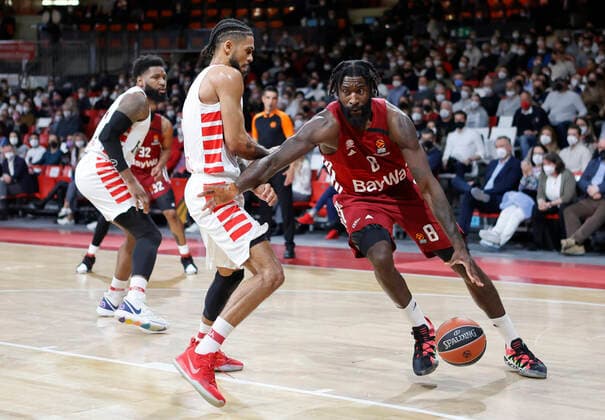 04 03 2022, Euroleague, FC Bayern Basketball vs Olympiacos Pireaus , Audi Dome, Basketball, Sports, in picture Hassan Martin Olympiacos Piraeus , Tyler Dorsey Olympiacos Piraeus vs Othello Hunter FCB Basketball