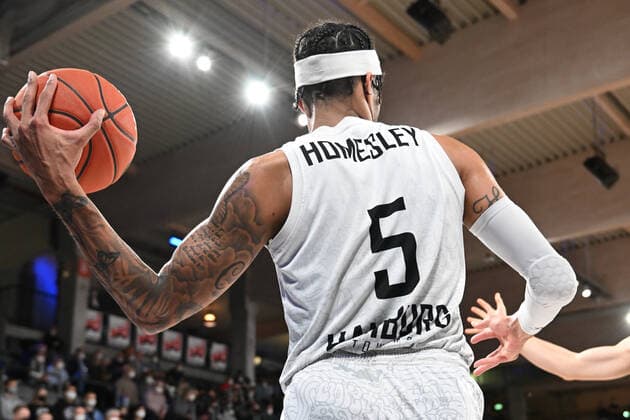 Basketball I Men I Season 2021 2022 I BBL I 23 Matchday I Hamburg Towers EWE Baskets Oldenburg I 05 03 2022 Caleb Homesley 5, Hamburg Towers Hamburg edel optics de Arena Hamburg Germany Copyright: xLobeca AndreasxHannigx