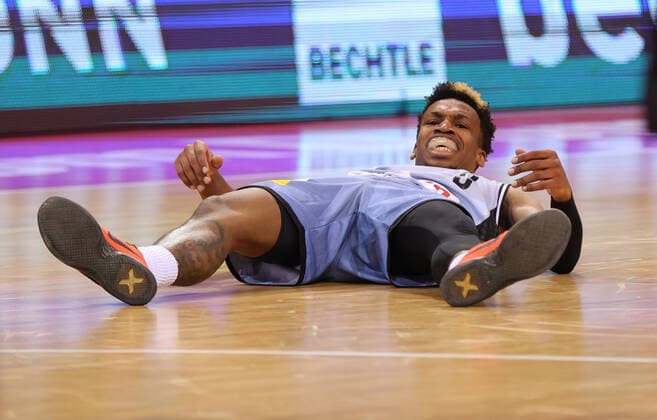 Bonn, Germany 05 03 2022, Telekom Dome, Basketball Bundesliga, 23 matchday, BBL, Telekom Baskets Bonn vs Hakro Merlins Crailsheim, TJ Shorts II Crailsheim is on the floor