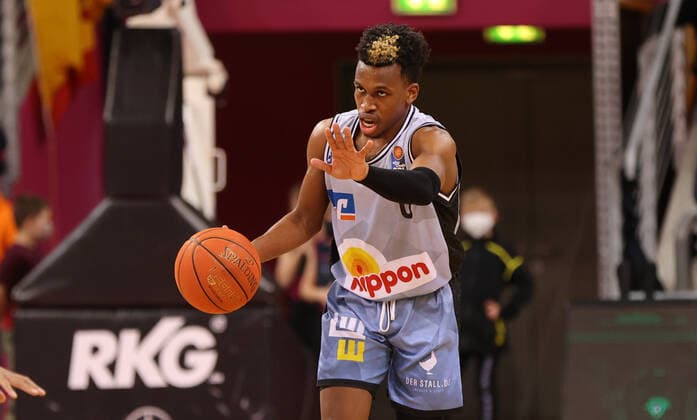 Bonn, Germany 05 03 2022, Telekom Dome, Basketball Bundesliga, 23 Matchday, BBL, Telekom Baskets Bonn vs Hakro Merlins Crailsheim, TJ Shorts II Crailsheim