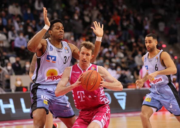 Bonn, Germany 05 03 2022, Telekom Dome, Basketball Bundesliga, 23 Matchday, BBL, Telekom Baskets Bonn vs Hakro Merlins Crailsheim, Richmond Aririguzoh Crailsheim , Skyler Bowlin Bonn