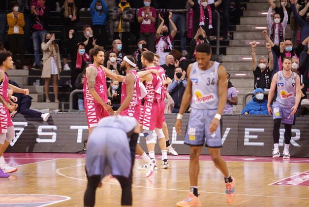 Telekom Baskets Bonn win vs HAKRO Merlins Crailsheim easyCredit BBL 1 Bundesliga , 2021 2022 season , Main round 23 matchday