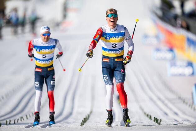 Bilder des Jahres 2022, Sport 03 März Sport Themen der Woche KW09 Sport Bilder des Tages 220306 Martin Lowstrom Nyenget of Norway celebrates winning men?s 50 km classic technique mass start during the FIS Cross-Country World Cup on March 6, 2022 in Oslo. Photo: Jon Olav Nesvold BILDBYRAN COP 217 JE0049 skidor cross-country skiing langrenn fis world cup oslo holmenkollen men s 50 km bbeng norge norway jubel *** 220306 Martin Lowstrom Nyenget of Norway celebrates winning men 50s 50 km classic technique mass start during the FIS Cross Country World Cup on March 6, 2022 in Oslo Photo Jon Olav Nesvold BILDBYRAN COP 217 JE0049 skidor cross country skiing langrenn fis world cup oslo holmenkollen men s 50 km bbeng norway norway jubel,  Copyright: JONxOLAVxNESVOLD BB220306JE058