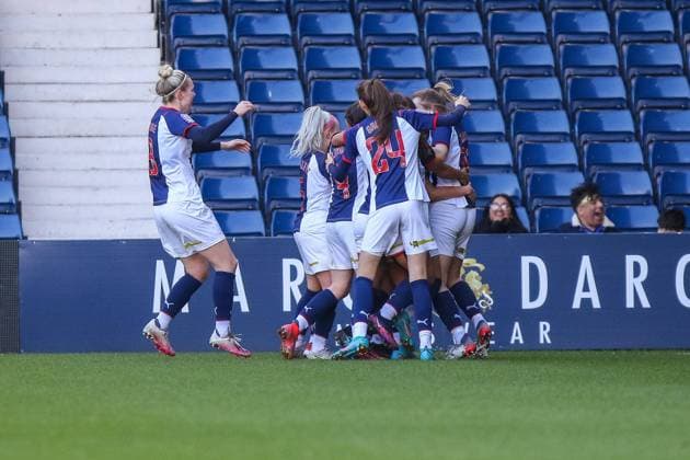 West Bromwich, England, 6th March 2022: West Brom players celebrate Leigh Dugmore (14 West Bromwich Albion) goal to make it 1-0 in the WNL match between West Bromwich Albion and Derby County at the Hawthorns. Gareth Evans SPP West Bromwich Albion Women vs Derby County Women - Women?s National League - The Hawthorns 