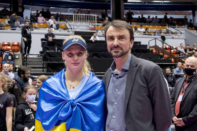Gregory Doucet, Maire de Lyon et Dayana YASTREMSKA (UKR) - Open 6eme sens MÃ tropole de Lyon TENNIS : Open 6eme sens Metropole de Lyon - 06 03 2022 SandrineThesillat Panoramic 