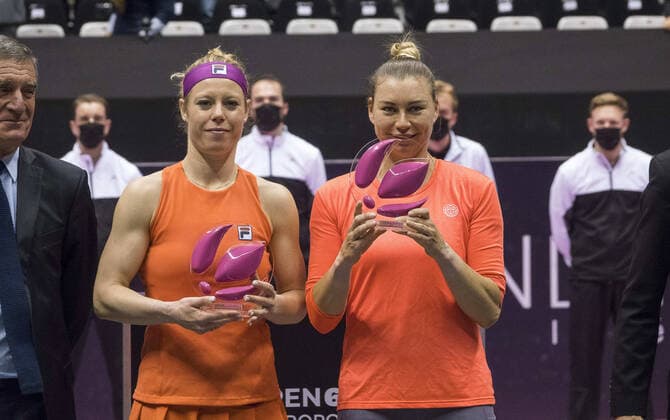 Laura SIEGEMUND (GER) Vera ZVONAREVA (RUS) remportent la finale double du tournoi de Lyon TENNIS : Open 6eme sens Metropole de Lyon - 06 03 2022 SandrineThesillat Panoramic 