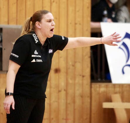 Katerina Hatzidaki Hall , Da Basketball,1 Bundesliga 2021 22, , 06 03 22, TSV Wasserburg vs Gisa LIONS SV Halle, Wasserburg, Badria Sportzentrum. Copyright: WolfgangxFehrmann