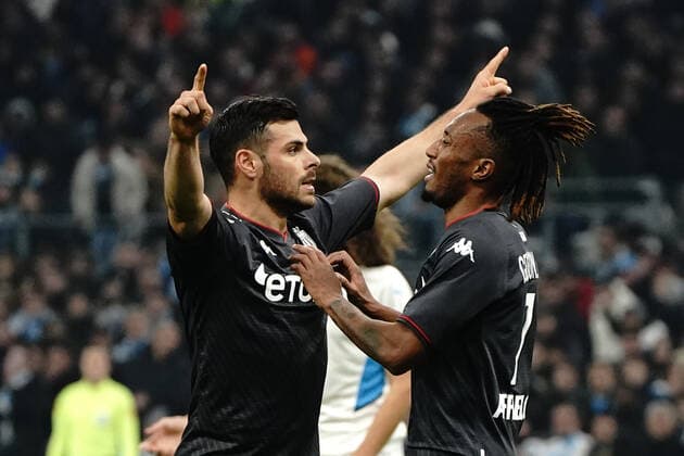Joie - Kevin Volland (AS Monaco) - Gelson Martins (AS Monaco) FOOTBALL : Olympique de Marseille vs AS Monaco - Ligue 1 Uber Eats - Marseille - 06 03 2022 NorbertScanella Panoramic 