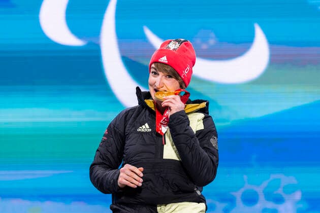 Paralympics, BEIJING 2022, Alpine Skiing, Super Combined, Award Ceremony with Anna-Lena Forster