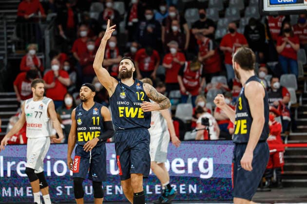 Center 12 Martin Breunig EWE Baskets Oldenburg Brose Bamberg EWE Baskets Oldenburg easyCredit BBL Basketball Bundesliga Season 2021 22 Matchday 23, 08 03 2022 Bamberg, Brose Arena Photo Daniel Löb Loeb Copyright: DanielxLöb