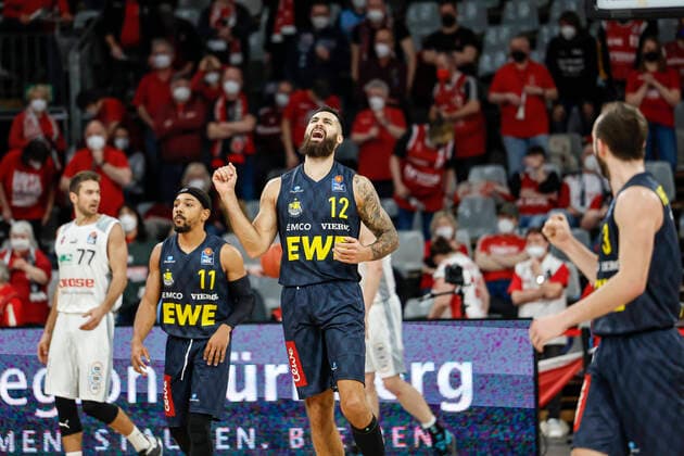 Center 12 Martin Breunig EWE Baskets Oldenburg Brose Bamberg EWE Baskets Oldenburg easyCredit BBL Basketball Bundesliga Season 2021 22 Matchday 23, 08 03 2022 Bamberg, Brose Arena Photo Daniel Löb Loeb Copyright: DanielxLöb