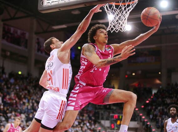 Tyson Ward Telekom Baskets Bonn vs Zan Sisko FC Bayern München easyCredit BBL 1 Bundesliga , 2021 2022 season , Main round 24 matchday