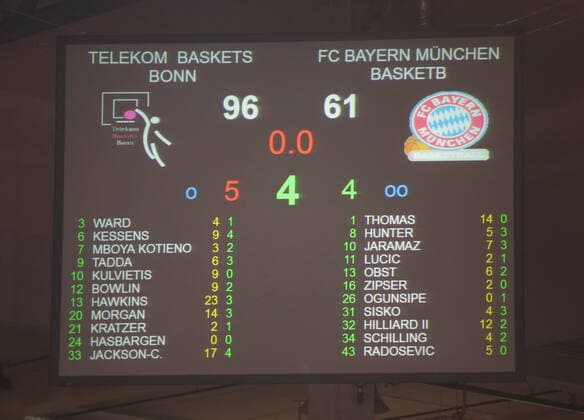 Telekom Baskets Bonn win vs FC Bayern Munich easyCredit BBL 1 Bundesliga , 2021 2022 season , Main round 24 matchday