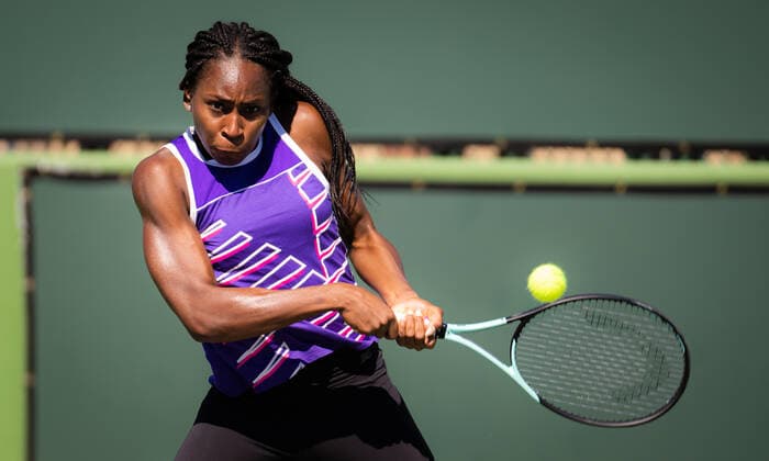 March 8, 2022, INDIAN WELS, CALIFORNIA, UNITED STATES: Cori Gauff of the United States during practice at the 2022 BNP Paribas Open WTA, Tennis Damen 1000 tennis tournament INDIAN WELS UNITED STATES - ZUMAa181 20220308_zaa_a181_041 Copyright: xRobxPrangex