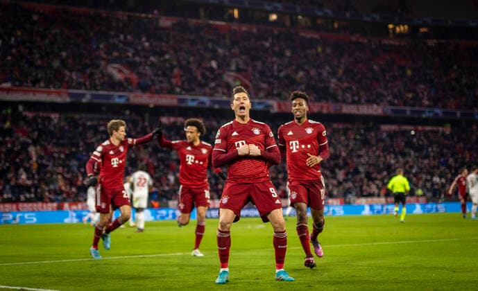 Robert Lewandowski Muenchen , Kingsley Coman Muenchen FC Bayern Munich vs Red Bull Salzburg 08 03 2022, Football Champions League, season 2021 22 photo Moritz Müller