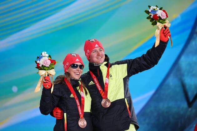 Paralympics, BEIJING 2022, Cross-Country Skiing, Sprint, Award Ceremony with Linn Kazmaier