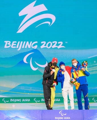 Paralympic Games Beijing 2022 09 3 2022 Day 5 ZHANGIJAKOU, PEOPLES REPUBLIC OF CHINA MARCH 09 Image of the Paralympic Games Beijing 2022 during the medal ceremonies at Zhangijakou Medals Plaza of Zhangijakou on 20 8 2021 in Hebei Peoples Republic of China MAIER, Marco GER , local club SV Kirchzarten BAD , date of birth 20 12 1999 place of birth Oberstdorf, paralympic classification LW8 standing on the podium for his silver medal Oliver Kremer DBS Copyright: xBEAUTIFULxSPORTS OliverxKremerx
