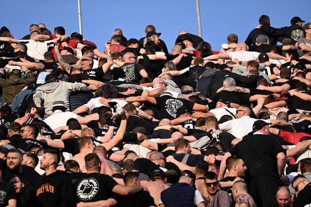 09 03 2022, xjhx, football UEFA Europa League, Real Betis Sevilla Eintracht Frankfurt emspor, v l fans Eintracht Frankfurt, mood, scarves, Ultras UF 97 Brigade Nassau Hooligans DFL DFB REGULATIONS PROHIBIT ANY USE OF PHOTOGRAPHS AS IMAGE SEQUENCES AND OR QUASI VIDEO Sevilla
