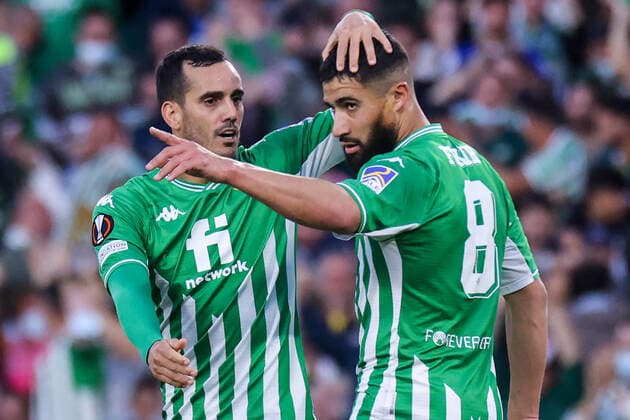March 9, 2022, Seville, Seville, Spain: Nabil Fekir of Real Betis celebrate a goal during the UEFA Europa League Knockout Round of 16 Leg One match between Real Betis and Eintracht FroÂ¡ncfort at Benito Villamarin Stadium on March 09, 2022 in Seville, Spain. Seville Spain - ZUMAd159 0152668790st Copyright: xJosexLuisxContrerasx