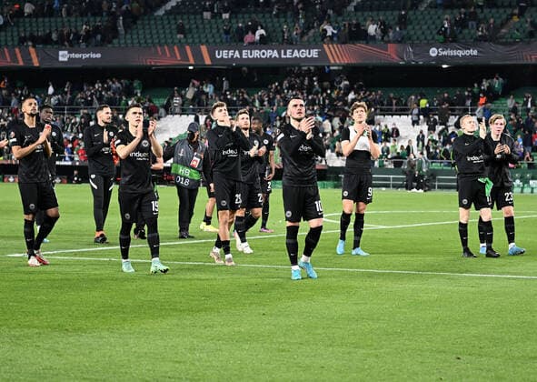 09 03 2022, xjhx, football UEFA Europa League, Real Betis Sevilla Eintracht Frankfurt emspor, v l jubilation joy of victory DFL DFB REGULATIONS PROHIBIT ANY USE OF PHOTOGRAPHS as IMAGE SEQUENCES and or QUASI VIDEO Sevilla