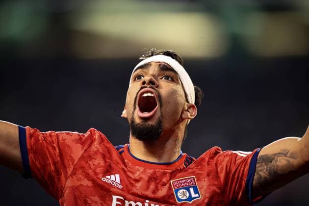 Porto, Portugal, March 10th 2022: Lucas Paqueta of Lyon celebrates scoring (0-1) during the Europa League Round of 16 first leg football match between Porto and Lyon, OL, at the Estadio do Dragao in Porto, Portugal Pedro Loureiro SPP Europa League - Porto v Lyon 