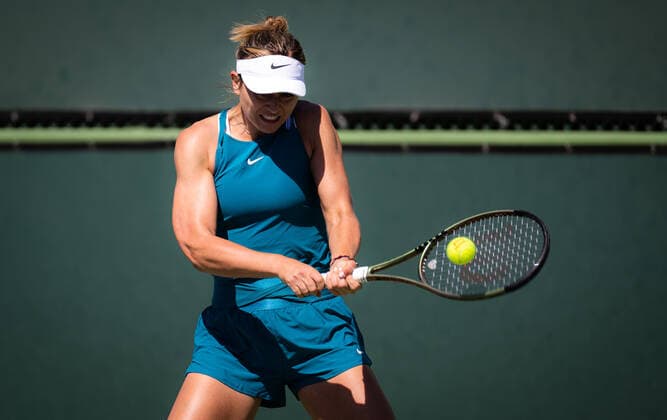 March 9, 2022, INDIAN WELLS, CALIFORNIA, UNITED STATES: Paula Badosa of Spain during practice at the 2022 BNP Paribas Open WTA, Tennis Damen 1000 tennis tournament INDIAN WELLS UNITED STATES - ZUMAa181 20220309_zaa_a181_293 Copyright: xRobxPrangex