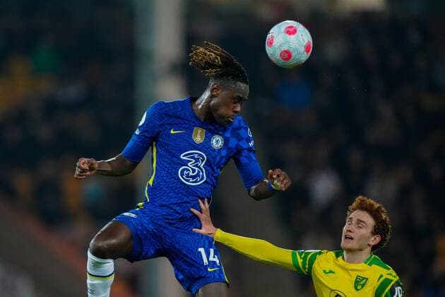 Mandatory Credit: Photo by Dave Shopland Shutterstock (12843043q) Trevoh Chalobah heads the ball in the air Norwich City v Chelsea, Premier League, Football, Carrow Road, Norwich, UK - 10 Mar 2022 EDITORIAL USE ONLY No use with unauthorised audio, video, data, fixture lists, club league logos or live services. Online in-match use limited to 120 images, no video emulation. No use in betting, games or single club league player publications. Norwich City v Chelsea, Premier League, Football, Carrow Road, Norwich, UK - 10 Mar 2022 EDITORIAL USE ONLY No use with unauthorised audio, video, data, fixture lists, club league logos or live services. Online in-match use limited to 120 images, no video emulation. No use in betting, games or single club league player publications. Copyright: xDavexShopland Shutterstockx 12843043q