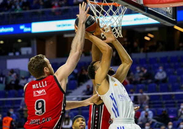10th March 2022 Wizink Center Madrid, Spain Turkish Airlines Euroleague Basketball Spain, Real Madrid vs AX Armani Exchange Milan Nigel Williams Goss Madrid and Nicolo Mellin Milan Madrid Spain Basketball Copyright: xAlbaxPachecox xAgenciaxLOFx
