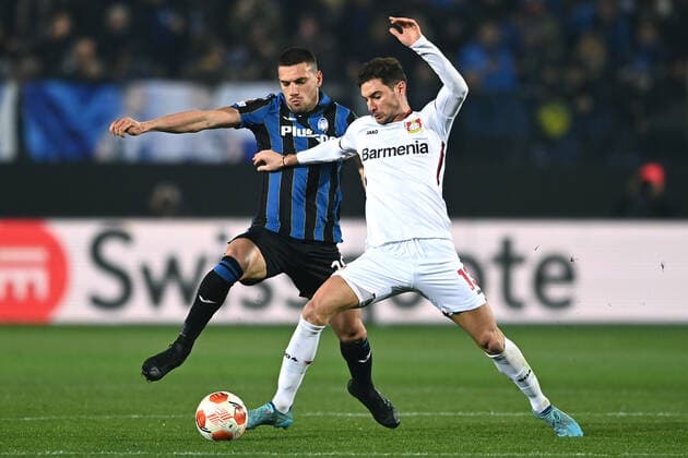 Mg Bergamo 10 03 2022 - Europa League Atalanta-Bayer Leverkusen foto Matteo Gribaudi Image nella foto: Merith Demiral-Lucas Alario 