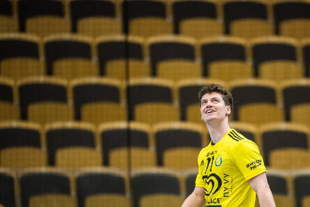 220310 Sävehofs Elias Ellefsen Ã Skipagotu during the handball match in the Handball League between Sävehof and Skövde on 10 March 2022 in Partille,  Copyright: MATHIASxBERGELD BB220310MB086