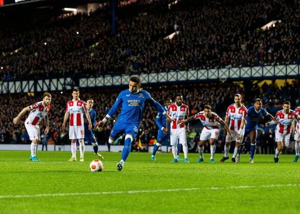 Mandatory Credit: Photo by Luke Nickerson Rangers FC Shutterstock (12843267ak) Rangers Defender James Tavernier scores his sides first goal Rangers v Red Star Belgrade, Europa League, Round of 16, First Leg, Football, Ibrox Stadium, Glasgow, UK - 10 Mar 2022 EDITORIAL USE ONLY No use with unauthorised audio, video, data, fixture lists, club league logos or live services. Online in-match use limited to 120 images, no video emulation. No use in betting, games or single club league player publications. Rangers v Red Star Belgrade, Europa League, Round of 16, First Leg, Football, Ibrox Stadium, Glasgow, UK - 10 Mar 2022 EDITORIAL USE ONLY No use with unauthorised audio, video, data, fixture lists, club league logos or live services. Online in-match use limited to 120 images, no video emulation. No use in betting, games or single club league player publications. Copyright: xLukexNickerson RangersxFC Shutterstockx 12843267ak