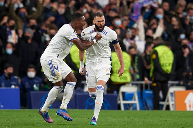 Real Madrid v Paris Saint-Germain: Round Of Sixteen Leg Two - UEFA Champions League Karim Benzema of Real Madrid celebrates after scoring his sides first goal during the UEFA Champions League Round Of Sixteen Leg Two match between Real Madrid and Paris Saint-Germain at Estadio Santiago Bernabeu on March 9, 2022 in Madrid, Spain. Madrid Spain  Copyright: xJosexBretonx originalFilename:breton-realmadr220309_np1Gm.jpg