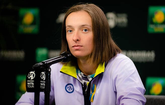 March 10, 2022, INDIAN WELLS, CALIFORNIA, UNITED STATES: Iga Swiatek of Poland during Media Day at the 2022 BNP Paribas Open WTA, Tennis Damen 1000 tennis tournament INDIAN WELLS UNITED STATES - ZUMAa181 20220310_zaa_a181_119 Copyright: xRobxPrangex