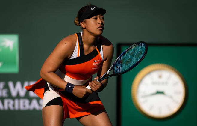 March 10, 2022, INDIAN WELLS, CALIFORNIA, UNITED STATES: Naomi Osaka of Japan in action during the first round of the 2022 BNP Paribas Open WTA, Tennis Damen 1000 tennis tournament against Sloane Stephens of the United States INDIAN WELLS UNITED STATES - ZUMAa181 20220310_zaa_a181_133 Copyright: xRobxPrangex
